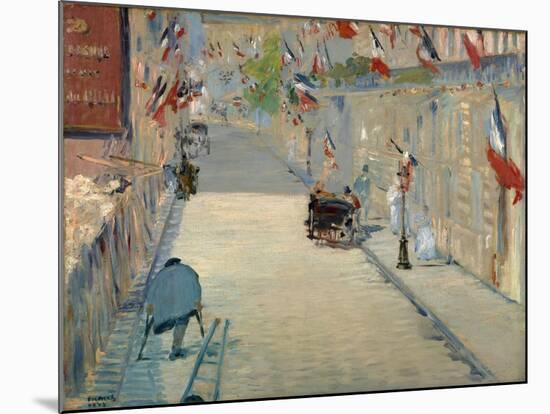 The Rue Mosnier with Flags-Edouard Manet-Mounted Giclee Print