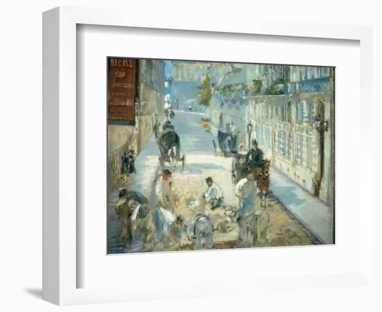 The Rue Mosnier with Pavers, 1878-Edouard Manet-Framed Giclee Print
