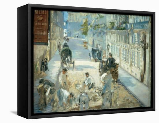 The Rue Mosnier with Pavers, 1878-Edouard Manet-Framed Stretched Canvas