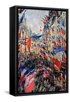 The Rue Saint-Denis, Celebration of June 30, 1878-Claude Monet-Framed Stretched Canvas