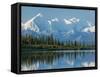 The Rugged Snow-Covered Peaks of the Alaska Range and Shore of Wonder Lake-Howard Newcomb-Framed Stretched Canvas