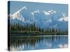 The Rugged Snow-Covered Peaks of the Alaska Range and Shore of Wonder Lake-Howard Newcomb-Stretched Canvas