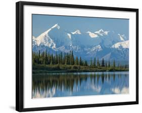 The Rugged Snow-Covered Peaks of the Alaska Range and Shore of Wonder Lake-Howard Newcomb-Framed Photographic Print