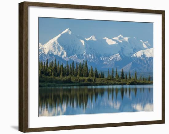 The Rugged Snow-Covered Peaks of the Alaska Range and Shore of Wonder Lake-Howard Newcomb-Framed Photographic Print