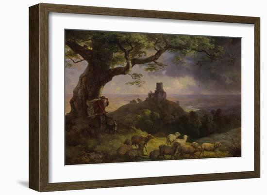 The Ruin of Kamaik in Bohemia in Thunderstorm, Ca, 1852-Ernst Ferdinand Oehme-Framed Giclee Print