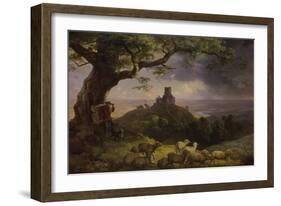 The Ruin of Kamaik in Bohemia in Thunderstorm, Ca, 1852-Ernst Ferdinand Oehme-Framed Giclee Print