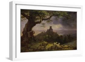 The Ruin of Kamaik in Bohemia in Thunderstorm, Ca, 1852-Ernst Ferdinand Oehme-Framed Giclee Print