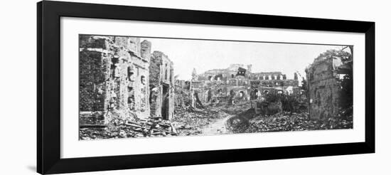 The Ruined Town and Church Bell Tower of Albert, Somme, France, August 1918-null-Framed Giclee Print