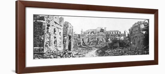 The Ruined Town and Church Bell Tower of Albert, Somme, France, August 1918-null-Framed Giclee Print