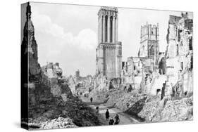 The Ruins and Cathedral of Caen, Normandy, France, C1944-null-Stretched Canvas
