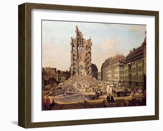 The Ruins of the Old Kreuzkirche, Dresden-Bernardo Bellotto-Framed Giclee Print