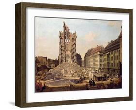 The Ruins of the Old Kreuzkirche, Dresden-Bernardo Bellotto-Framed Giclee Print