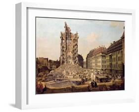 The Ruins of the Old Kreuzkirche, Dresden-Bernardo Bellotto-Framed Giclee Print