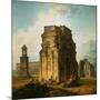 The ruins of the Roman triumphal arch and the theatre at Orange, France. 1787.-Hubert Robert-Mounted Giclee Print