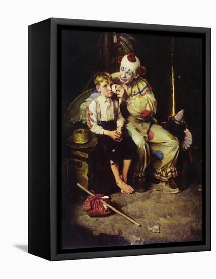 The Runaway (or Runaway Boy and Clown)-Norman Rockwell-Framed Stretched Canvas