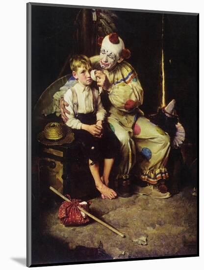 The Runaway (or Runaway Boy and Clown)-Norman Rockwell-Mounted Giclee Print