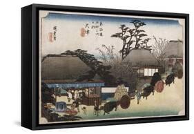 The Running Well Teahouse, Otsu', from the Series 'The Fifty-Three Stations of the Tokaido'-Ando Hiroshige-Framed Stretched Canvas