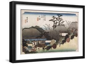 The Running Well Teahouse, Otsu', from the Series 'The Fifty-Three Stations of the Tokaido'-Utagawa Hiroshige-Framed Giclee Print