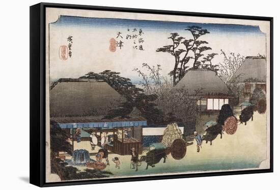 The Running Well Teahouse, Otsu', from the Series 'The Fifty-Three Stations of the Tokaido'-Utagawa Hiroshige-Framed Stretched Canvas