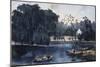 The Rural Lake-Currier & Ives-Mounted Giclee Print