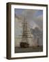 The Russian Ship of the Line "Asow" and a Frigate at Anchor in the Roads of Elsinore, 1828-Christoffer-wilhelm Eckersberg-Framed Giclee Print