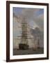 The Russian Ship of the Line "Asow" and a Frigate at Anchor in the Roads of Elsinore, 1828-Christoffer-wilhelm Eckersberg-Framed Giclee Print