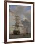 The Russian Ship of the Line "Asow" and a Frigate at Anchor in the Roads of Elsinore, 1828-Christoffer-wilhelm Eckersberg-Framed Giclee Print