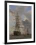 The Russian Ship of the Line "Asow" and a Frigate at Anchor in the Roads of Elsinore, 1828-Christoffer-wilhelm Eckersberg-Framed Giclee Print