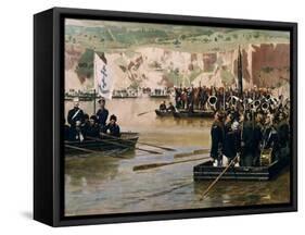 The Russians Crossing the Danube at Svishtov in Juny 1877, 1870S-Nikolai Dmitrievich Dmitriev-Orenburgsky-Framed Stretched Canvas