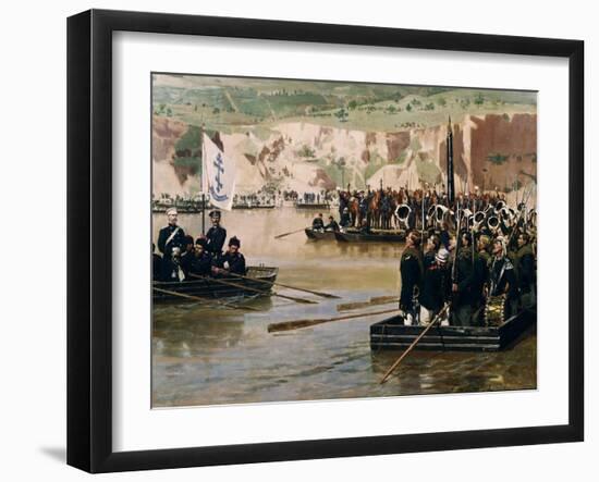 The Russians Crossing the Danube at Svishtov in Juny 1877, 1870S-Nikolai Dmitrievich Dmitriev-Orenburgsky-Framed Giclee Print