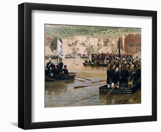 The Russians Crossing the Danube at Svishtov in Juny 1877, 1870S-Nikolai Dmitrievich Dmitriev-Orenburgsky-Framed Giclee Print