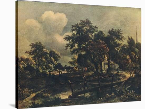 The Rustic Bridge, C17th Century-Meindert Hobbema-Stretched Canvas