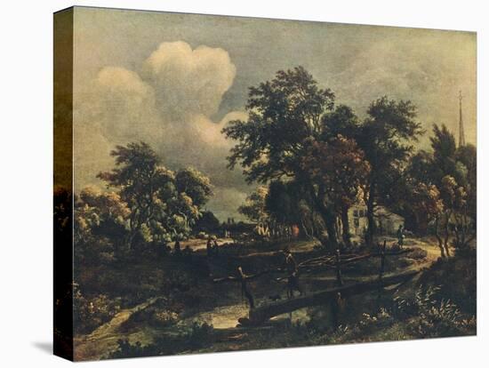 The Rustic Bridge, C17th Century-Meindert Hobbema-Stretched Canvas