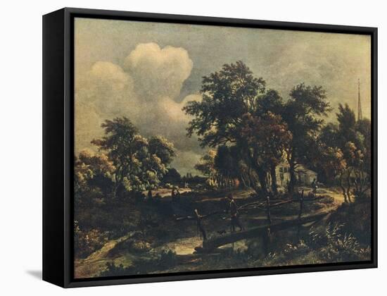 The Rustic Bridge, C17th Century-Meindert Hobbema-Framed Stretched Canvas