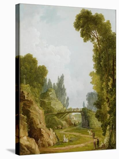 The Rustic Bridge, Château De Méréville, France, C.1785-Hubert Robert-Stretched Canvas