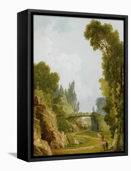 The Rustic Bridge, Château De Méréville, France, C.1785-Hubert Robert-Framed Stretched Canvas