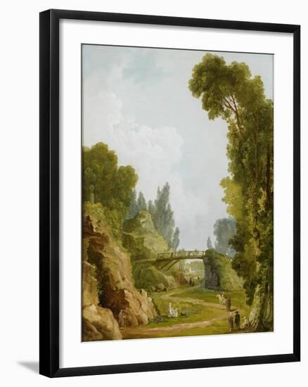 The Rustic Bridge, Château De Méréville, France, C.1785-Hubert Robert-Framed Giclee Print