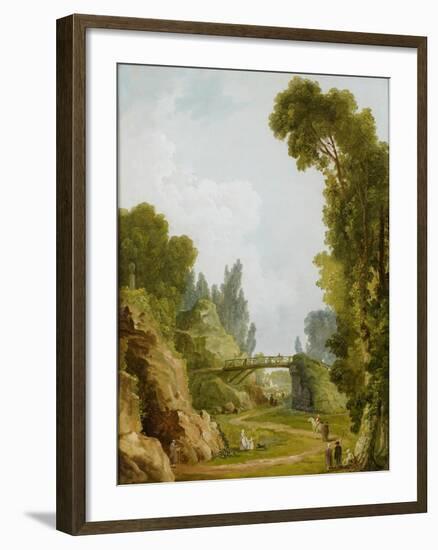 The Rustic Bridge, Château De Méréville, France, C.1785-Hubert Robert-Framed Giclee Print