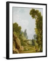 The Rustic Bridge, Château De Méréville, France, C.1785-Hubert Robert-Framed Giclee Print