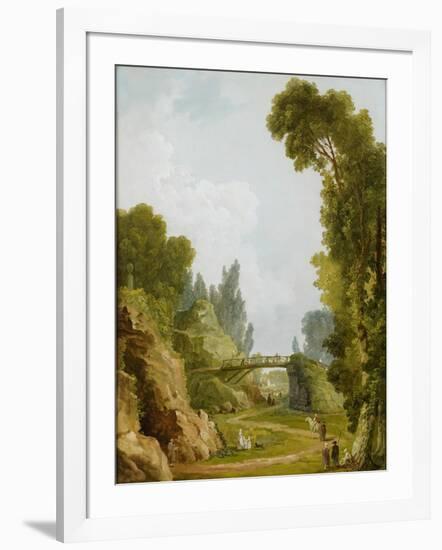 The Rustic Bridge, Château De Méréville, France, C.1785-Hubert Robert-Framed Giclee Print