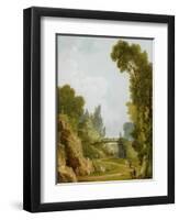 The Rustic Bridge, Château De Méréville, France, C.1785-Hubert Robert-Framed Premium Giclee Print