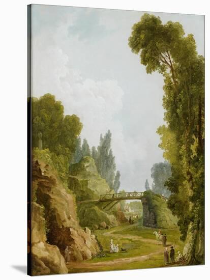 The Rustic Bridge, Château De Méréville, France, C.1785-Hubert Robert-Stretched Canvas