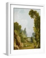 The Rustic Bridge, Château De Méréville, France, C.1785-Hubert Robert-Framed Giclee Print