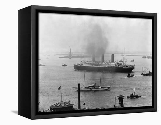 The S.S. Imperator in New York Harbor-A. Loeffler-Framed Stretched Canvas
