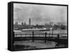 The S.S. Mauretania and New York City Skyline-null-Framed Stretched Canvas