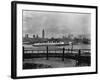 The S.S. Mauretania and New York City Skyline-null-Framed Photographic Print