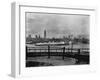 The S.S. Mauretania and New York City Skyline-null-Framed Photographic Print