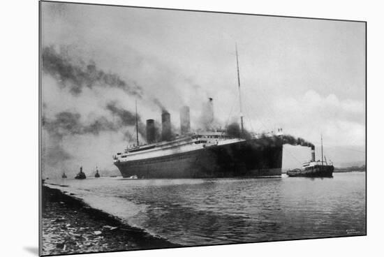 The S S Titanic Leaving Bairds Works Belfast-null-Mounted Photographic Print