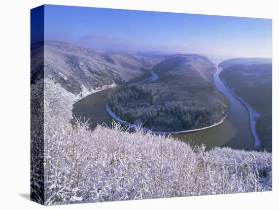 The Saar Valley Near Mettlach, in Winter, Saarland, Germany, Europe-Hans Peter Merten-Stretched Canvas