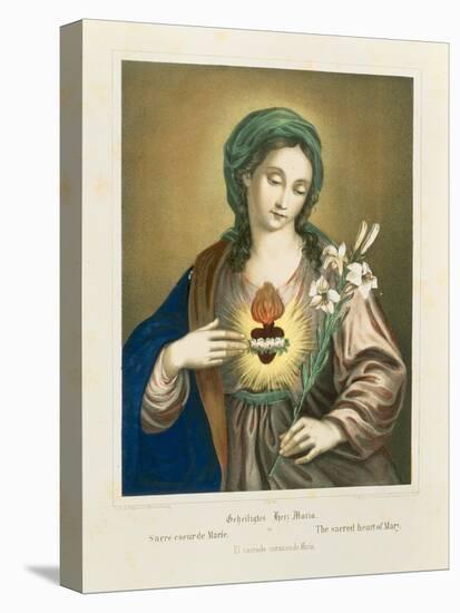 The Sacred Heart of Mary, Published by Fr. Wentzel, Weissenburg, 1850-German School-Stretched Canvas